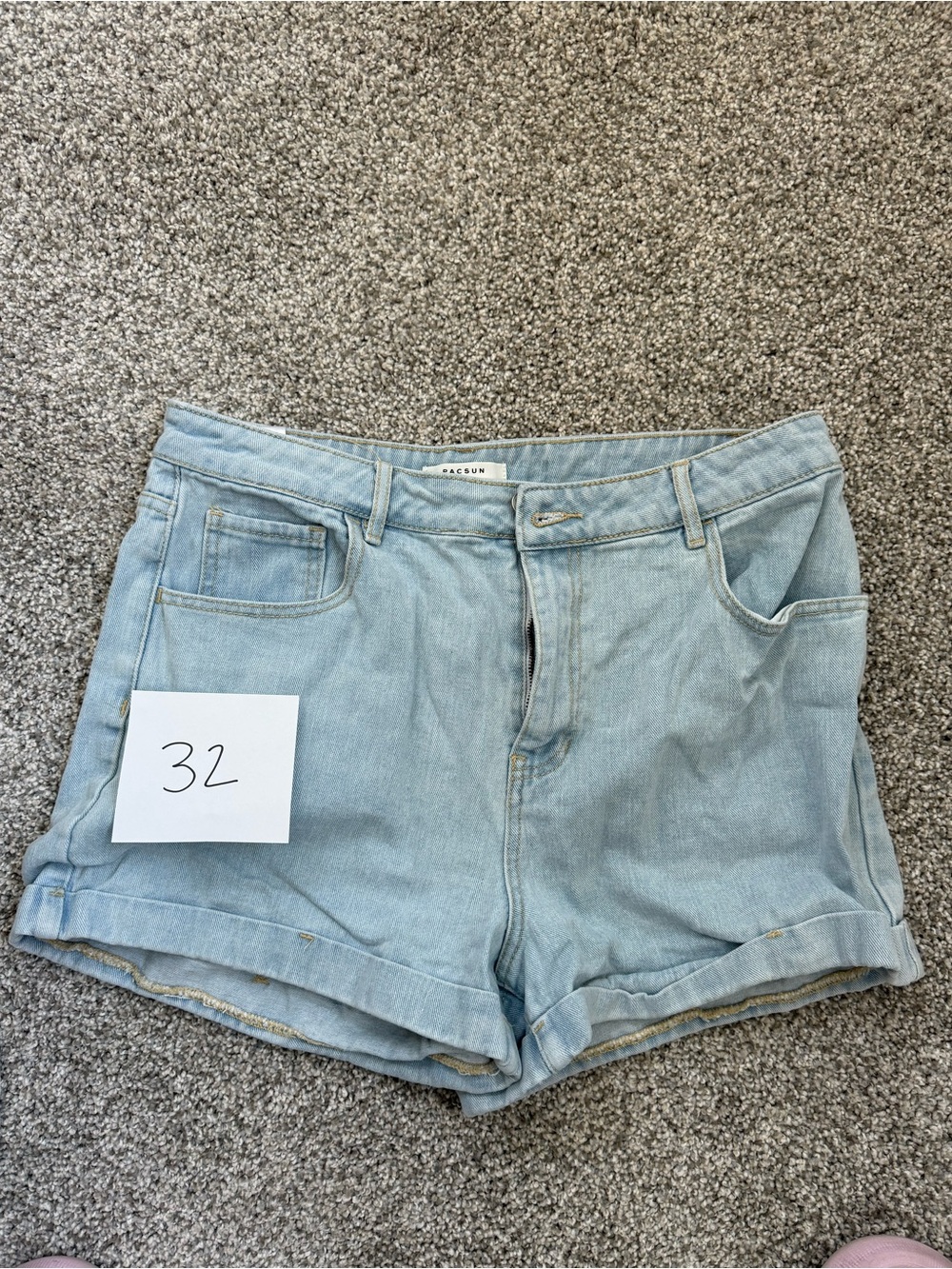 PacSun Light Wash High-Rise Denim Rolled Hem Shorts